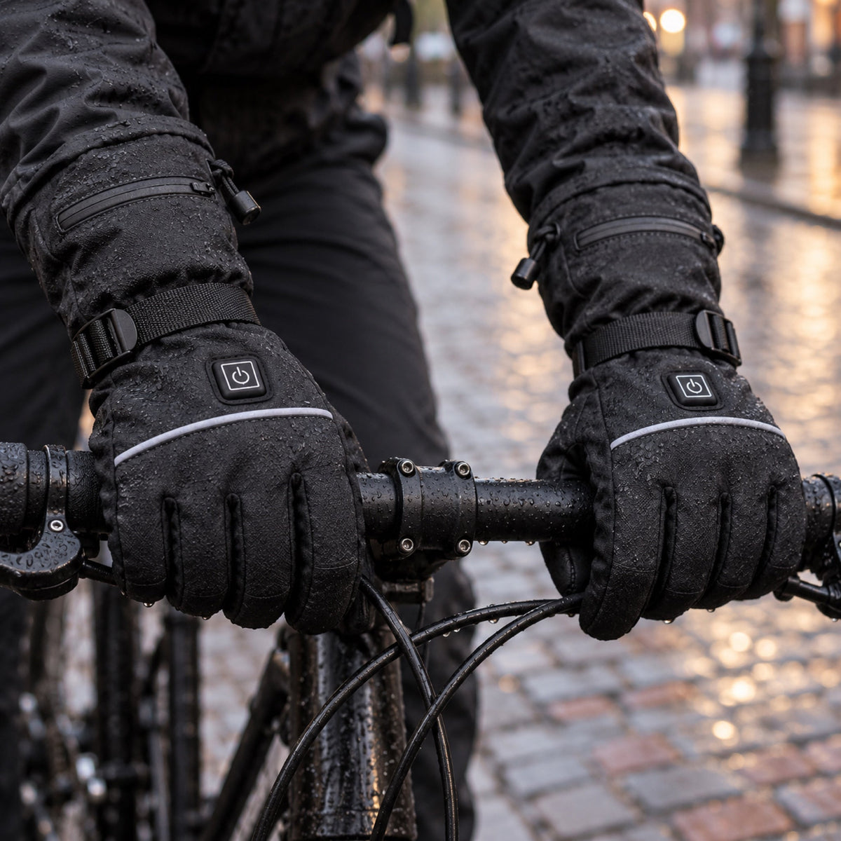 Cycling to work in heated gloves on a cold morning