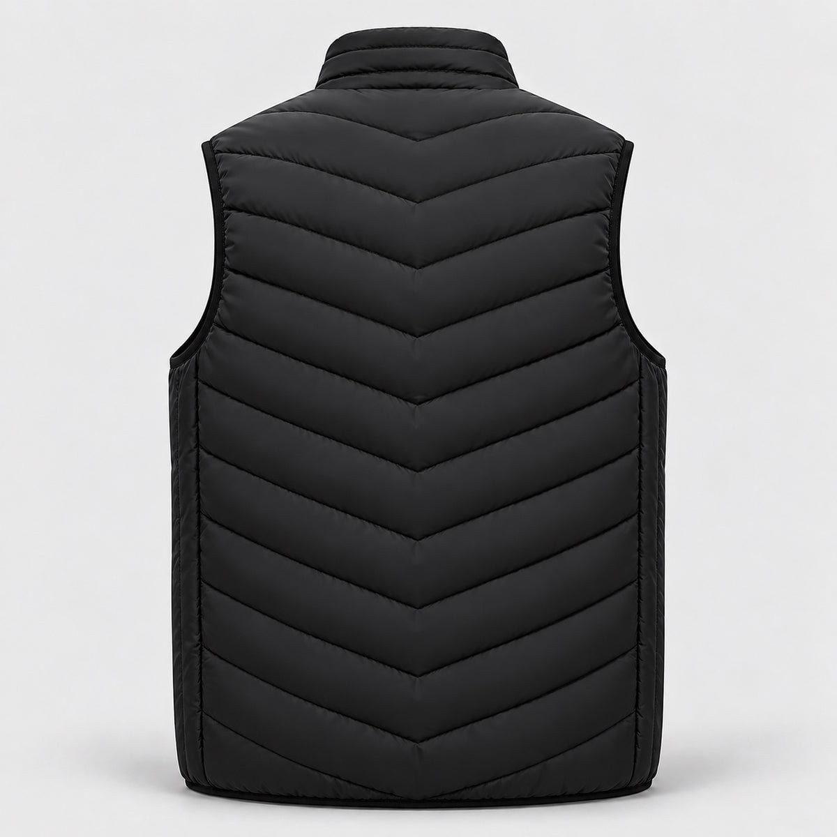 Heated vest back view with chevron quilting