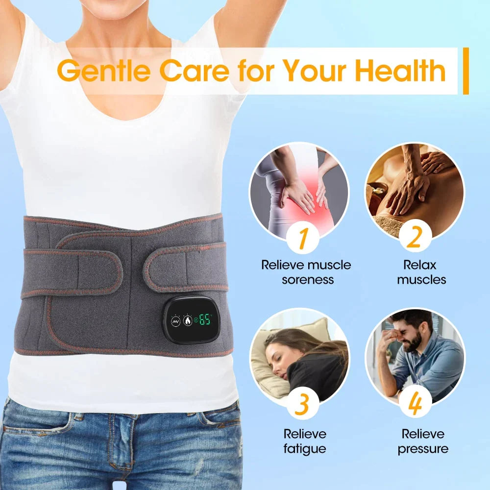 Heated Back Massager Belt – Cordless Heating Pad for Back with Vibration
