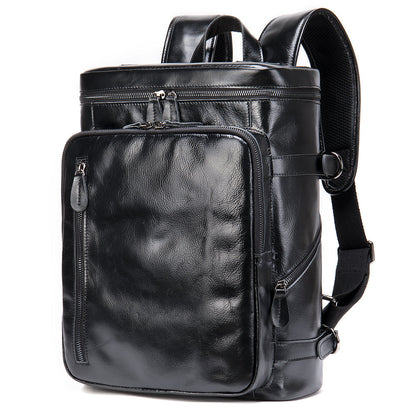 Velavio Vintage crazy horse leather backpack in black