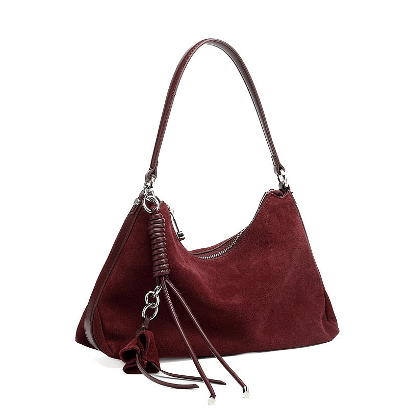 Chiswick Suede Hobo Bag – Burgundy