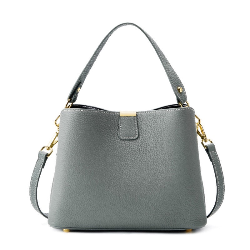 Holland Park Bucket Bag – Leather – Blue Grey