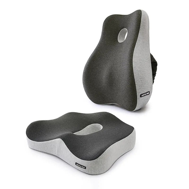 Memory Foam Lumbar Support Pillow & Seat Cushion Set