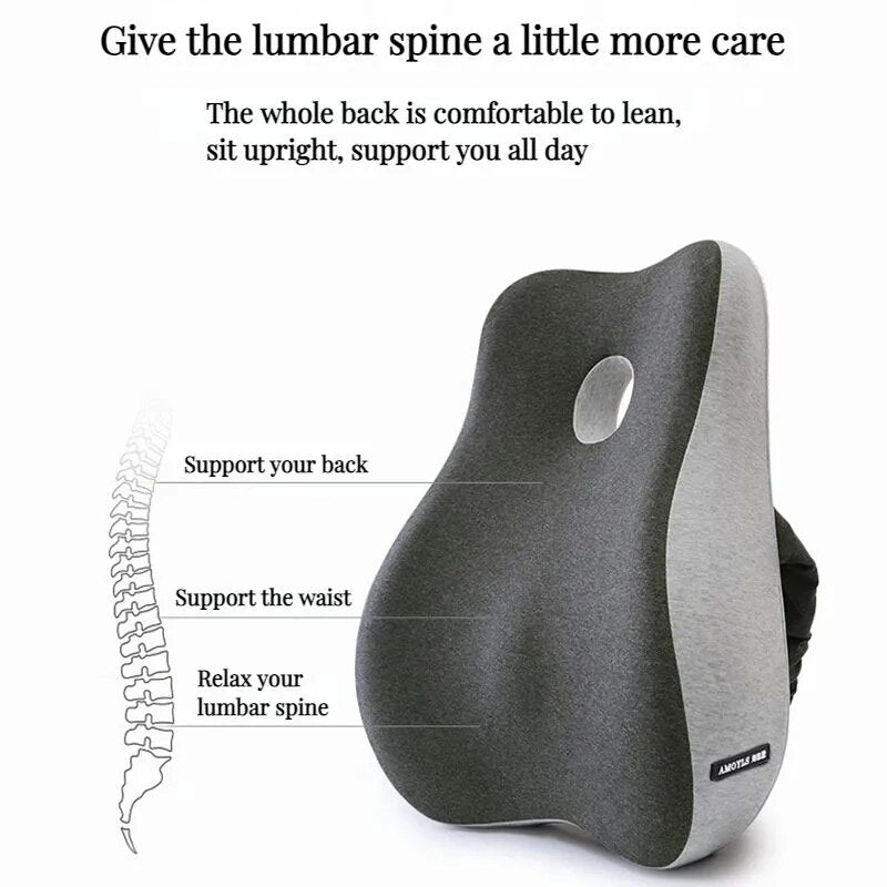 Memory Foam Lumbar Support Pillow & Seat Cushion Set