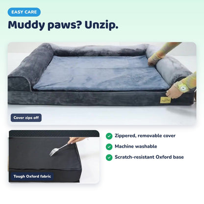 Removable zippered dog bed cover and Oxford fabric base