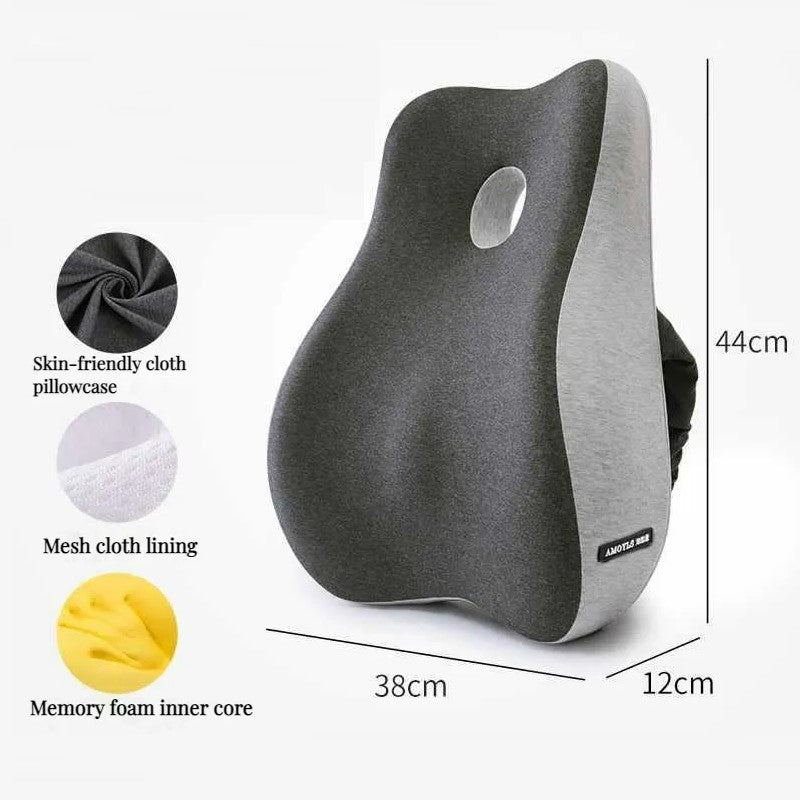 Memory Foam Lumbar Support Pillow & Seat Cushion Set