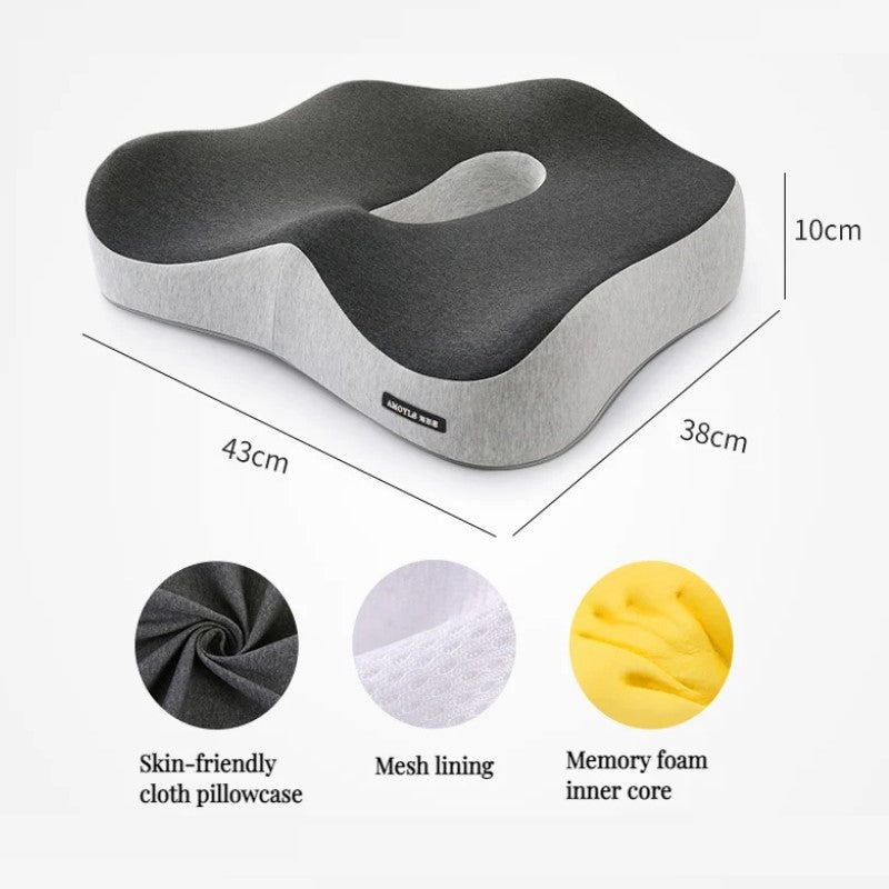 Memory Foam Lumbar Support Pillow & Seat Cushion Set