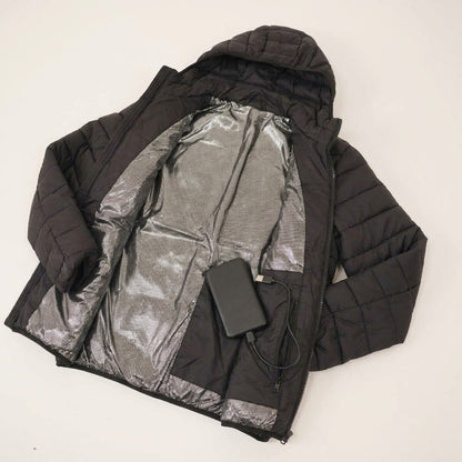 Included power bank in the jacket's inside zip pocket