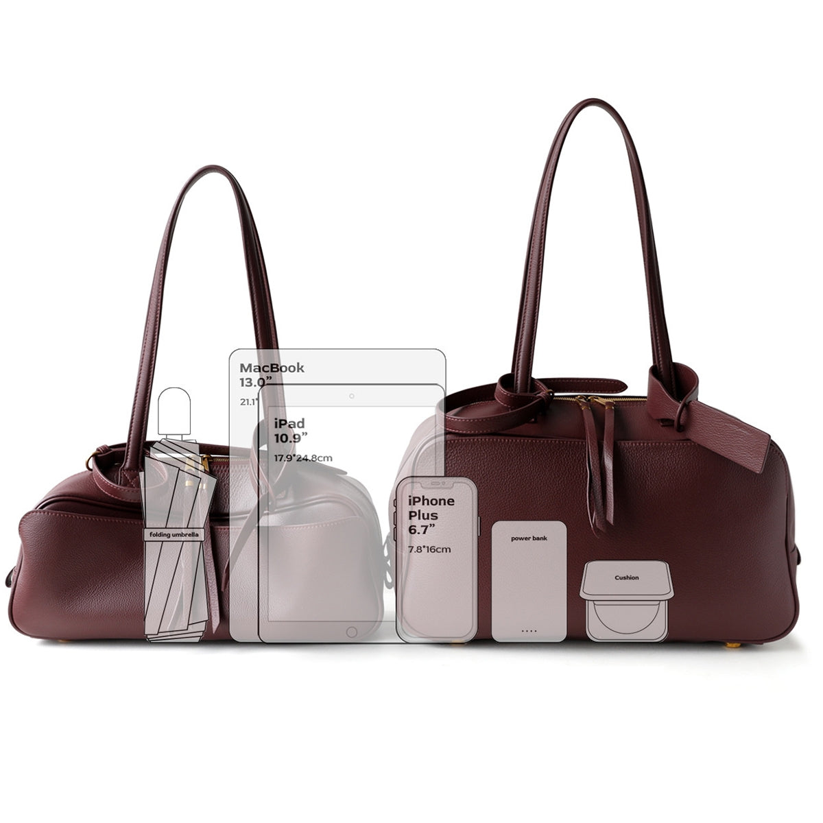 Ruby bowling bag, worn