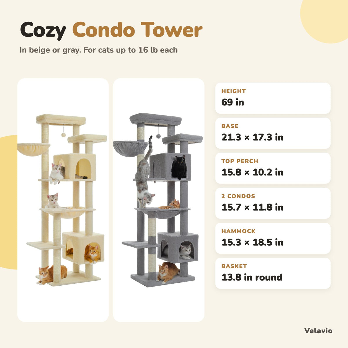 Cozy Condo Tower in beige and gray