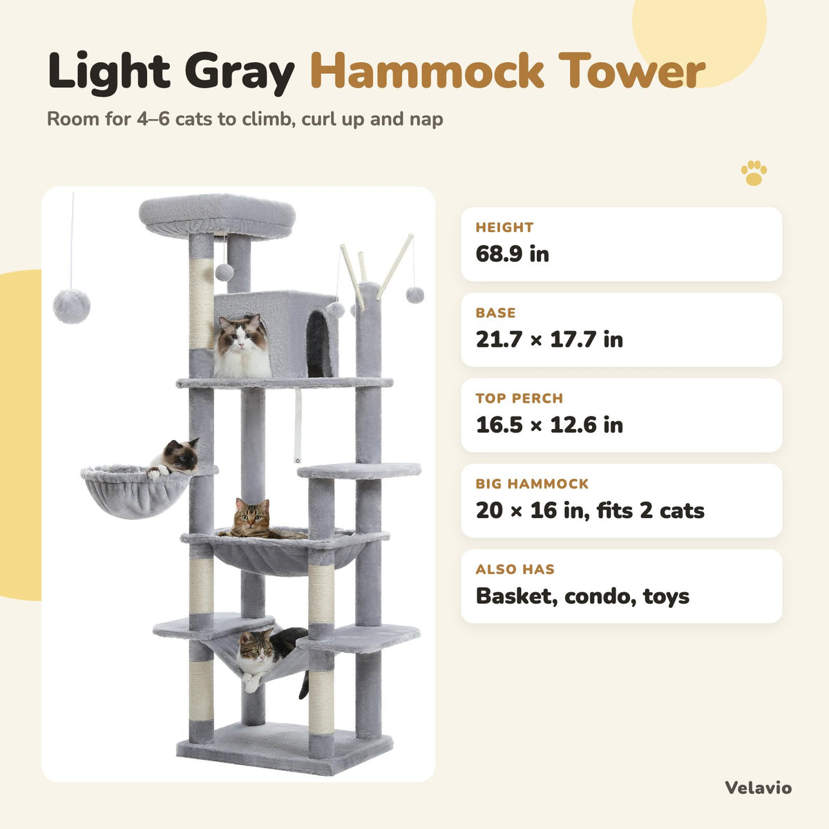 Light Gray Hammock Tower dimensions