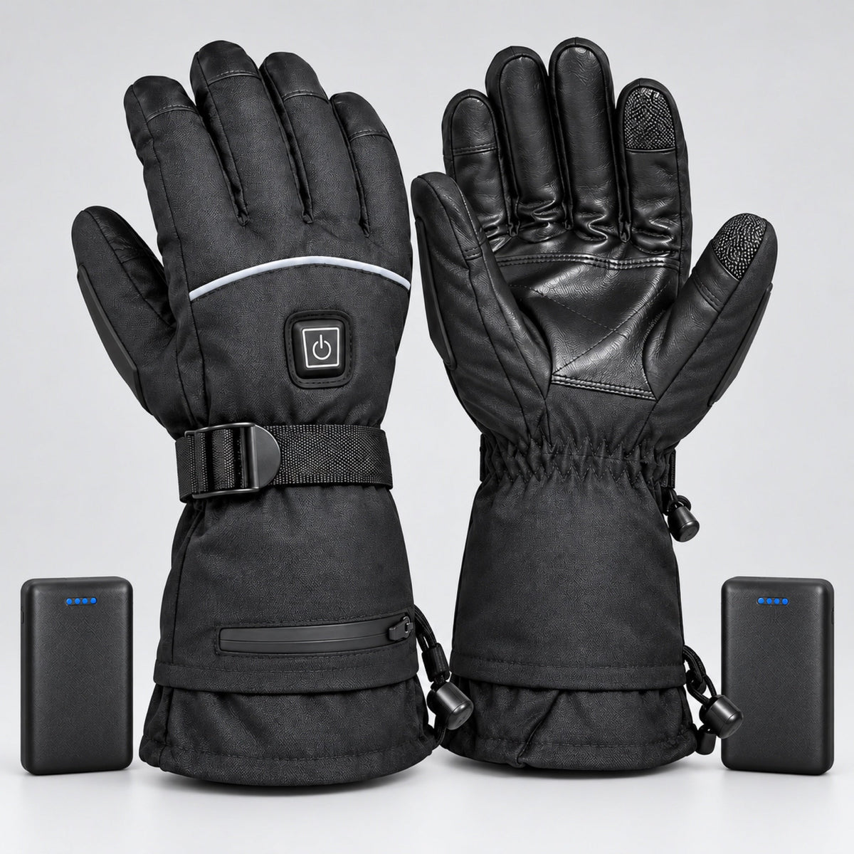 Heated gloves back and palm with rechargeable batteries